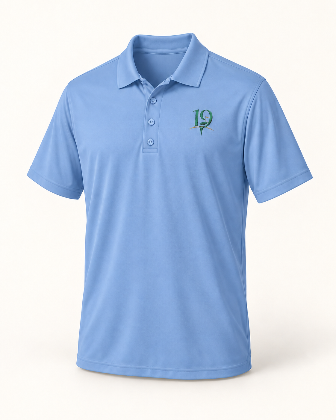 The 19th Fairway Performance Polo in Carolina Blue