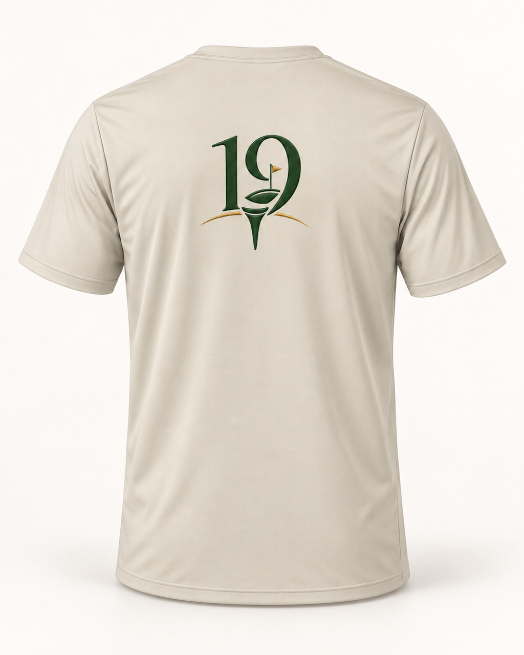The 19th Founders Tee in Sand - back view with 19 logo
