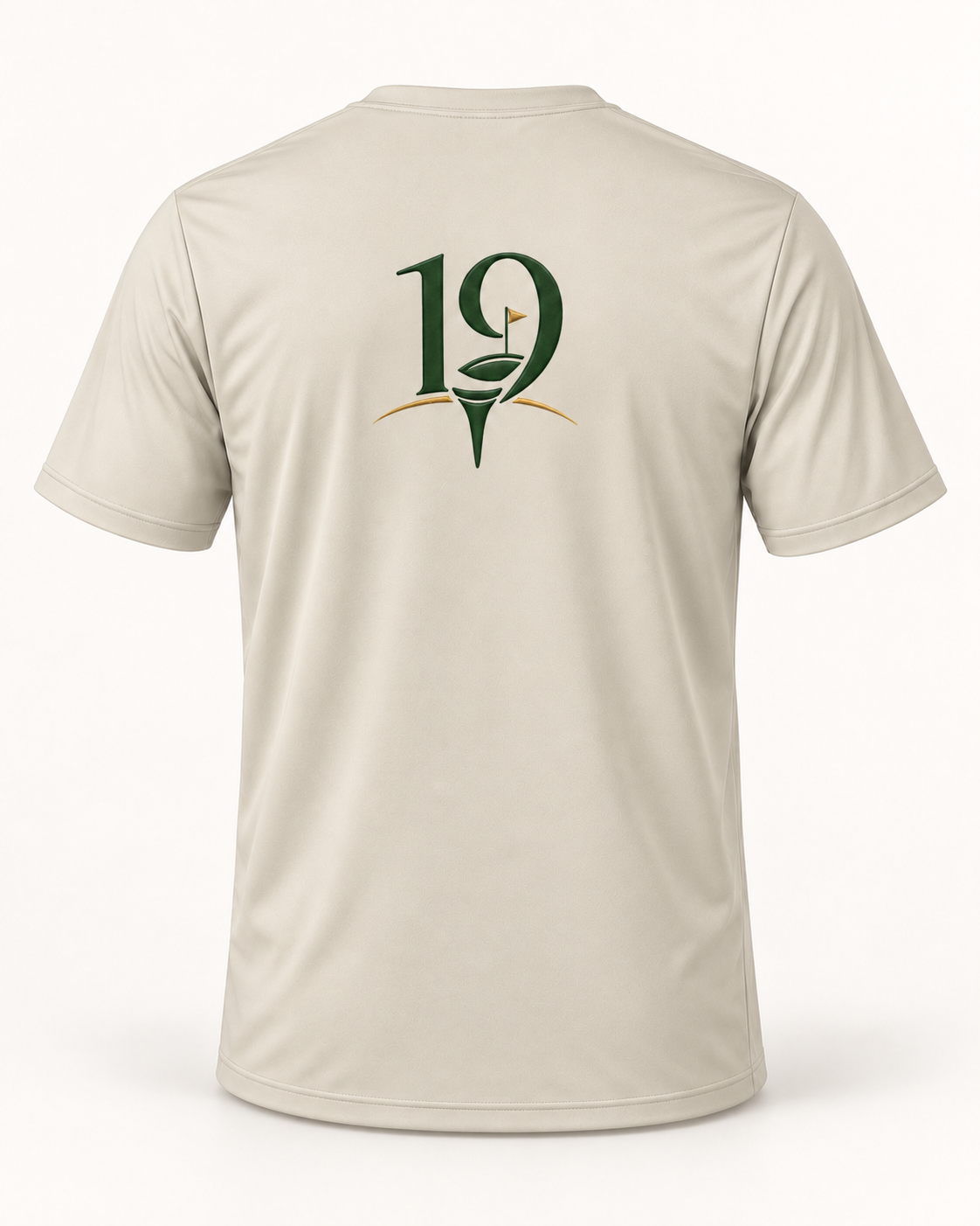 The 19th Founders Tee in Sand - back view with 19 logo