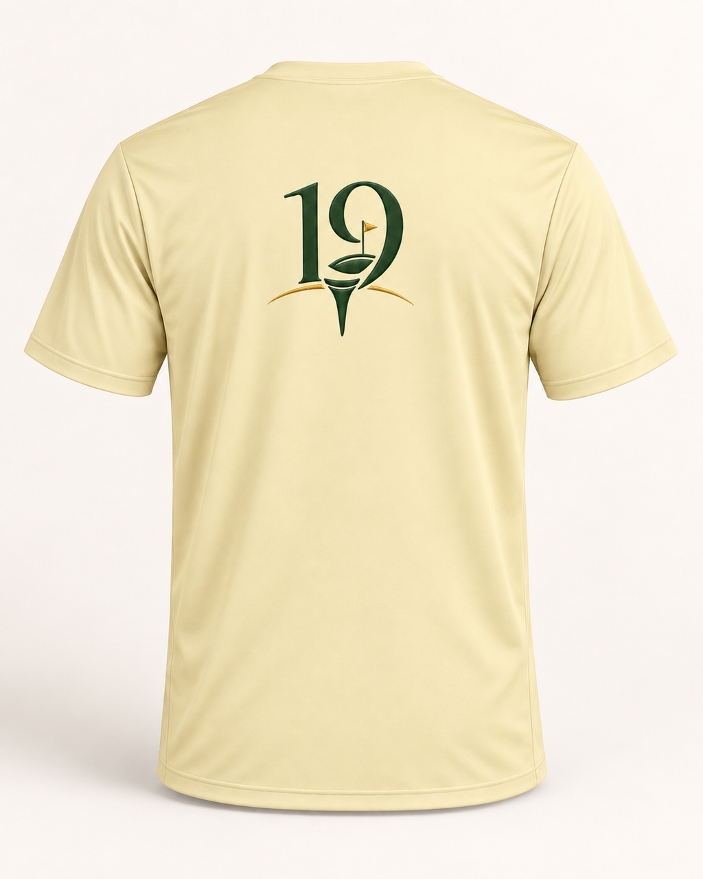 The 19th Founders Tee in Vegas Gold - back view with 19 logo