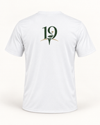 The 19th Founders Tee in White - back view with 19 logo