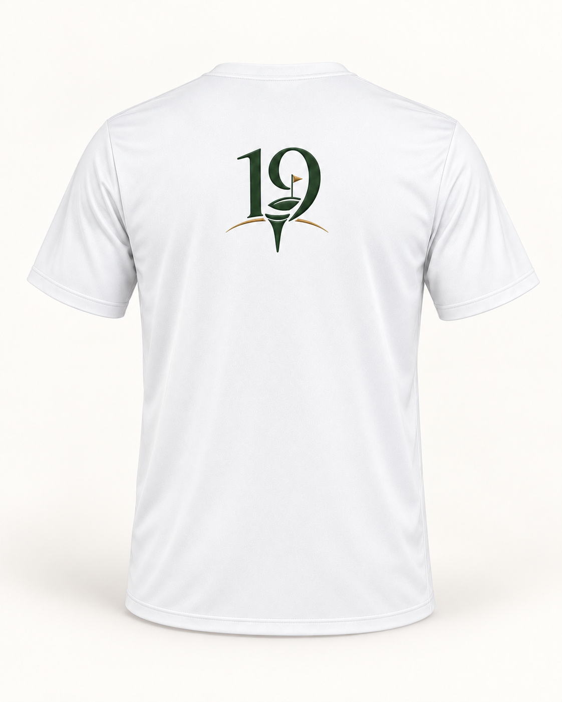 The 19th Founders Tee in White - back view with 19 logo