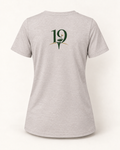 The 19th Founders V-Neck Tee in Heather Dust - back view with 19 logo