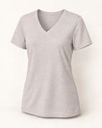 The 19th Founders V-Neck Tee in Heather Dust - clean front view