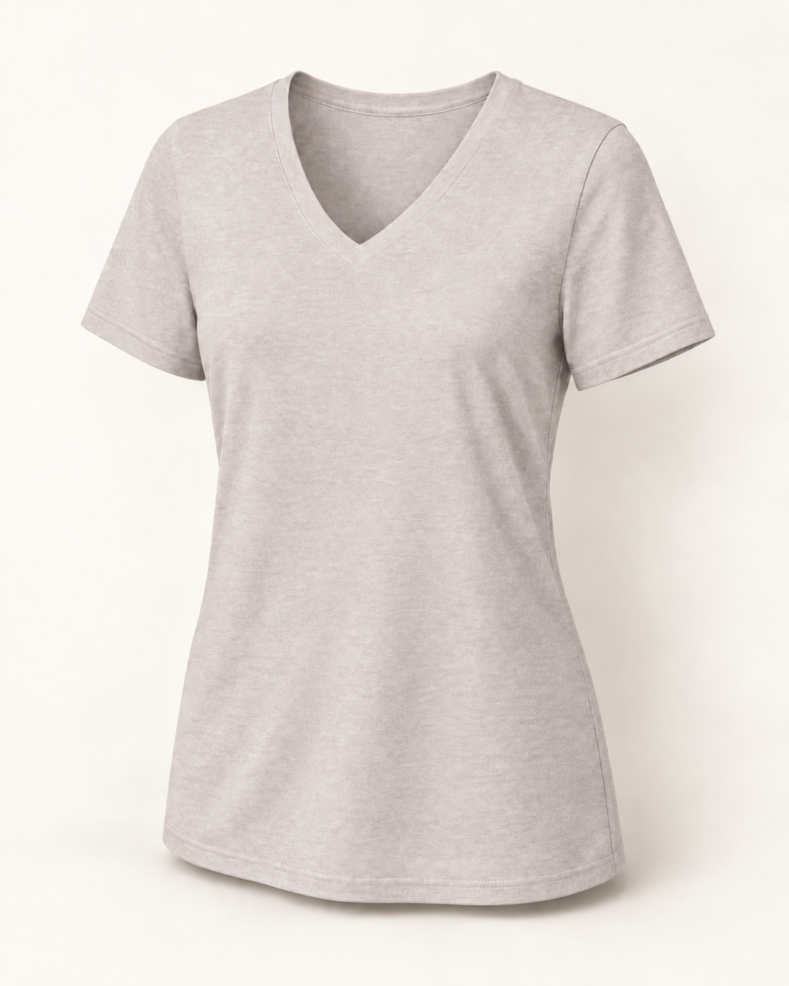 The 19th Founders V-Neck Tee in Heather Dust - clean front view