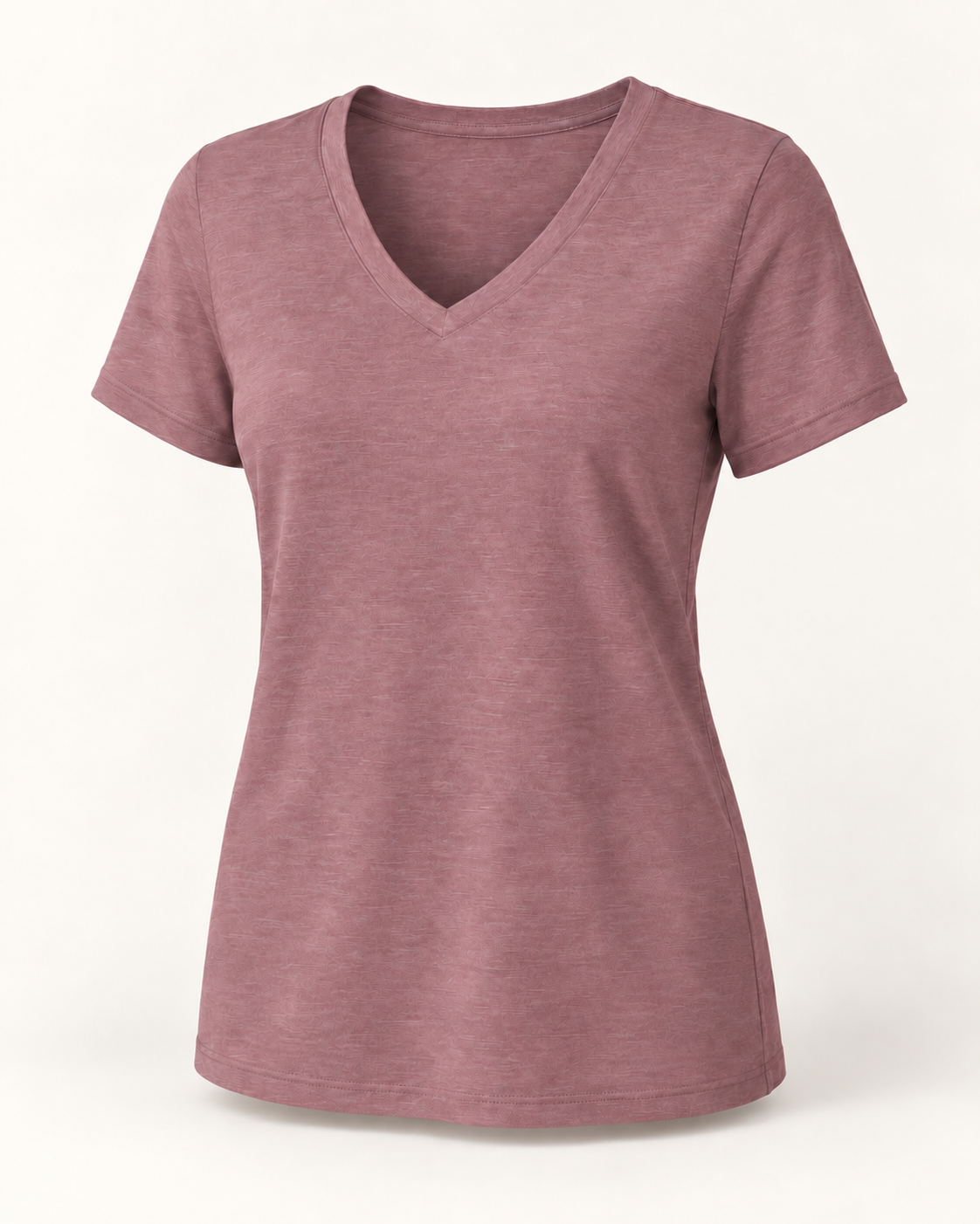 The 19th Founders V-Neck Tee in Heather Mauve - clean front view