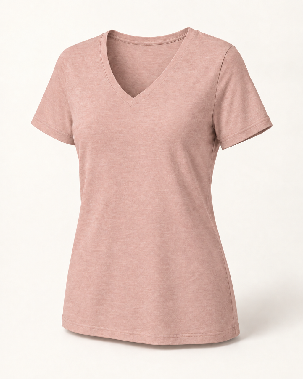 The 19th Founders V-Neck Tee in Heather Peach - clean front view