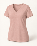 The 19th Founders V-Neck Tee in Heather Peach - clean front view