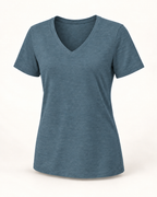 The 19th Founders V-Neck Tee in Heather Slate - clean front view
