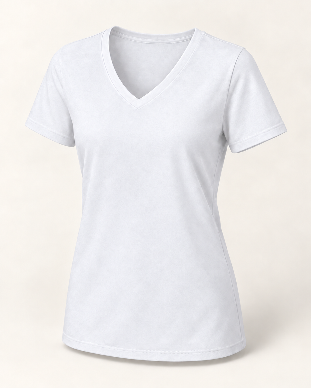 The 19th Founders V-Neck Tee in Solid White Blend - clean front view